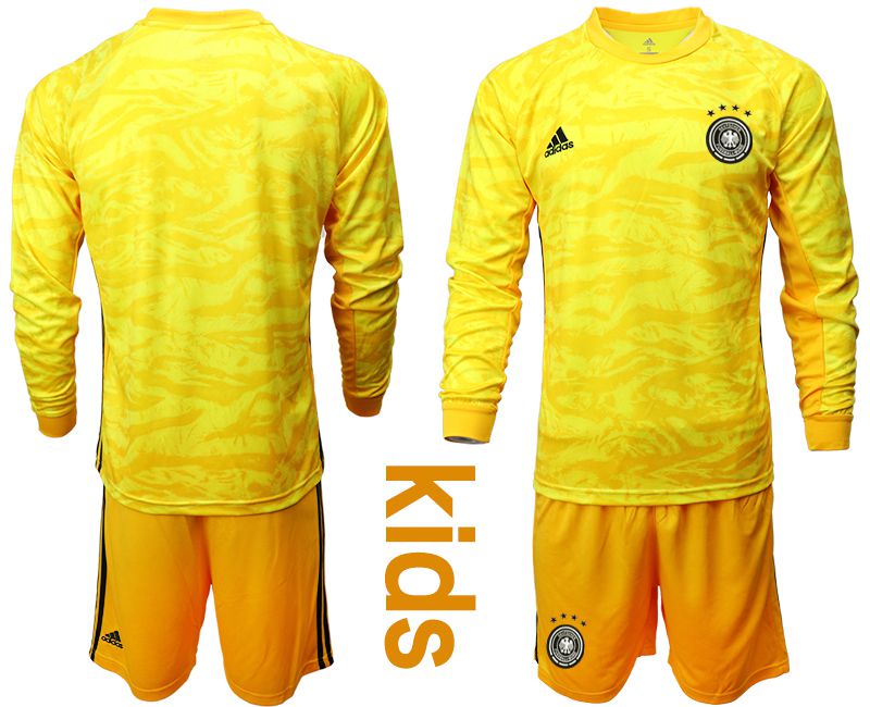 Youth 2019-2020 Season National Team Germany yellow goalkeeper long sleeve Soccer Jersey->->Soccer Country Jersey
